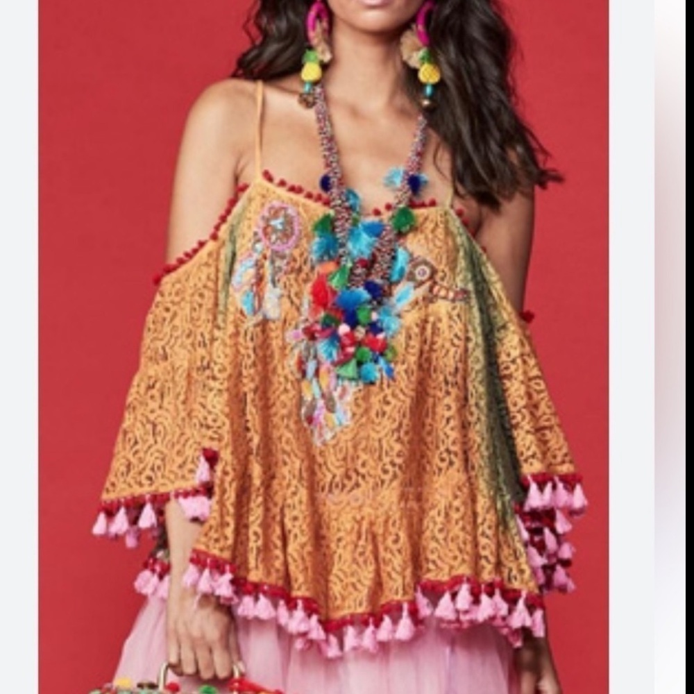ANTICA SARTORIA Ombre Lace Beaded Tassle Southwestern Tunic NEW - Picture 15 of 15